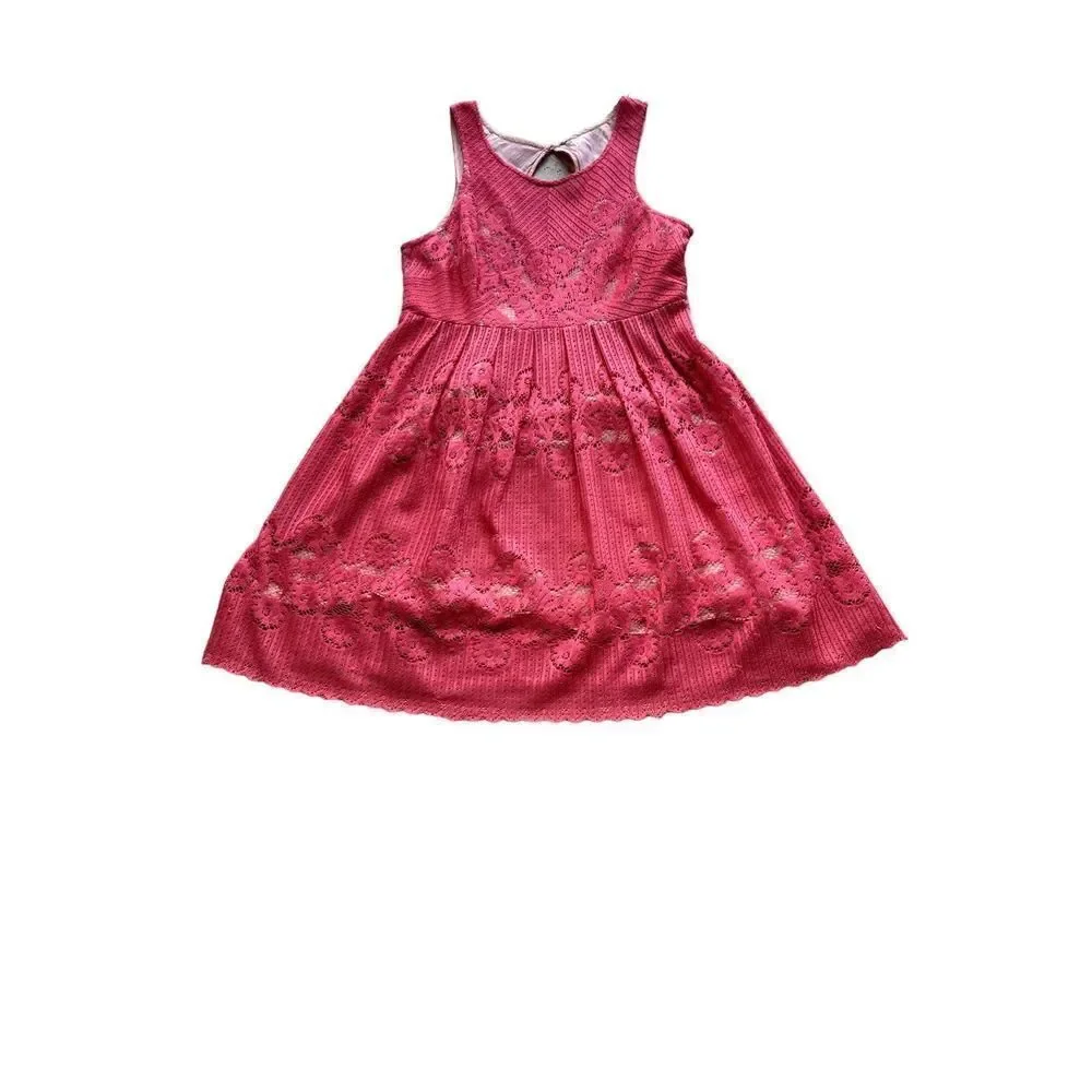FREE PEOPLE Women's Rocco Floral Lace Sleeveless Mini Dress Pink Size 8